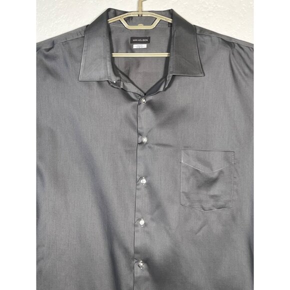 Van Heusen Men's 20 (35-36) Tall Fit Stretch Gray Dress Shirt Oeko-Tex LS Collar - Picture 3 of 16